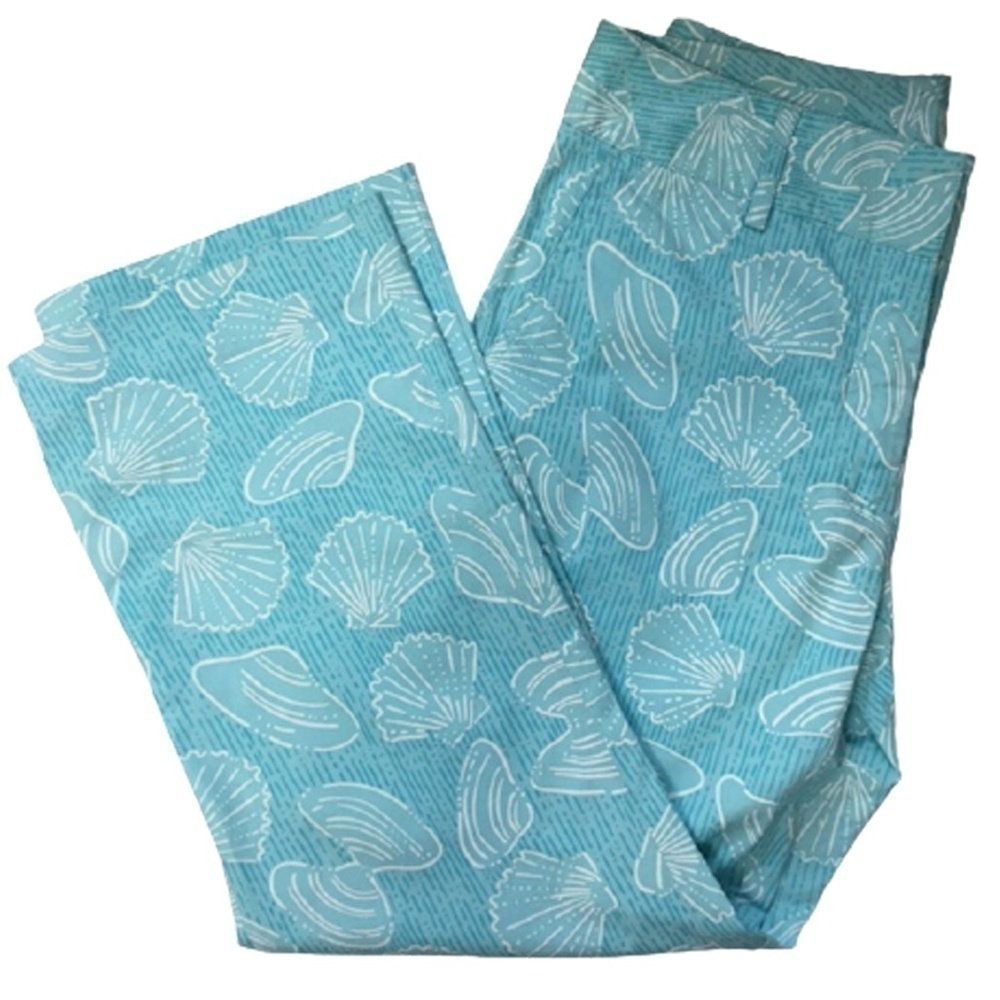 LILLY Pulitzer Seashell Print Cropped Pant Capri Cotton White Label Vintage